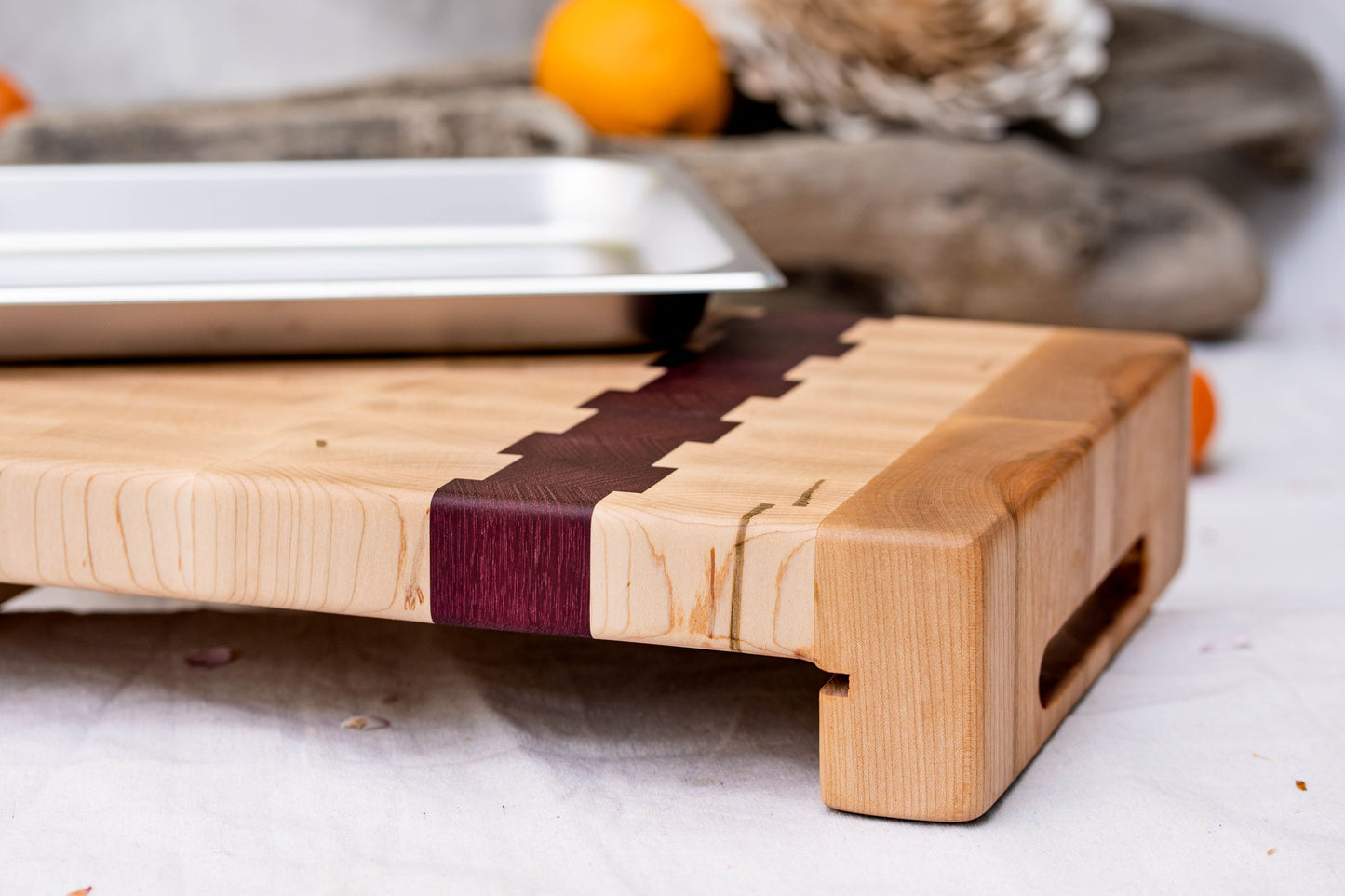 Ambrosia Maple and Purple Heart Cutting Board with Tray