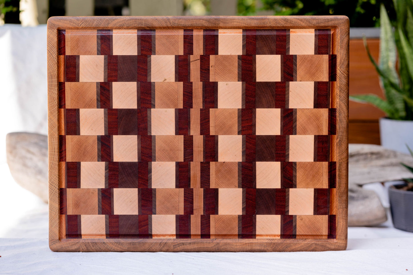 Pattern Design Cutting Board with Oak Wood Frame