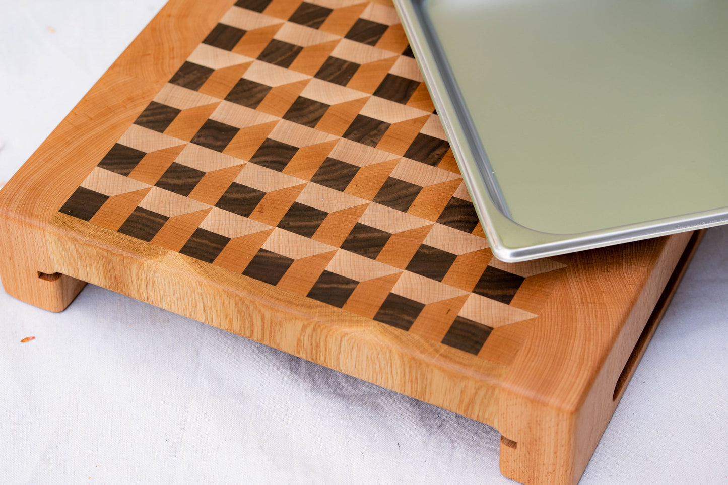 3D Walnut Design with Oak and Beech Cutting Board with Tray