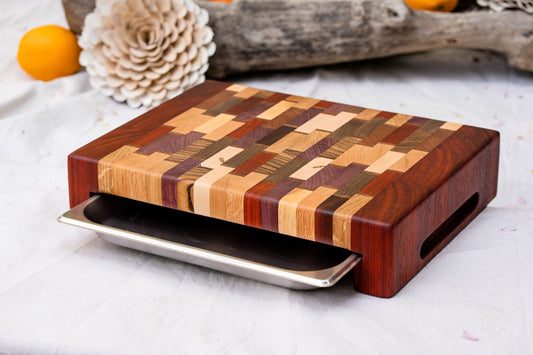 Exotic Mix Bricks Design Cutting Board with Tray