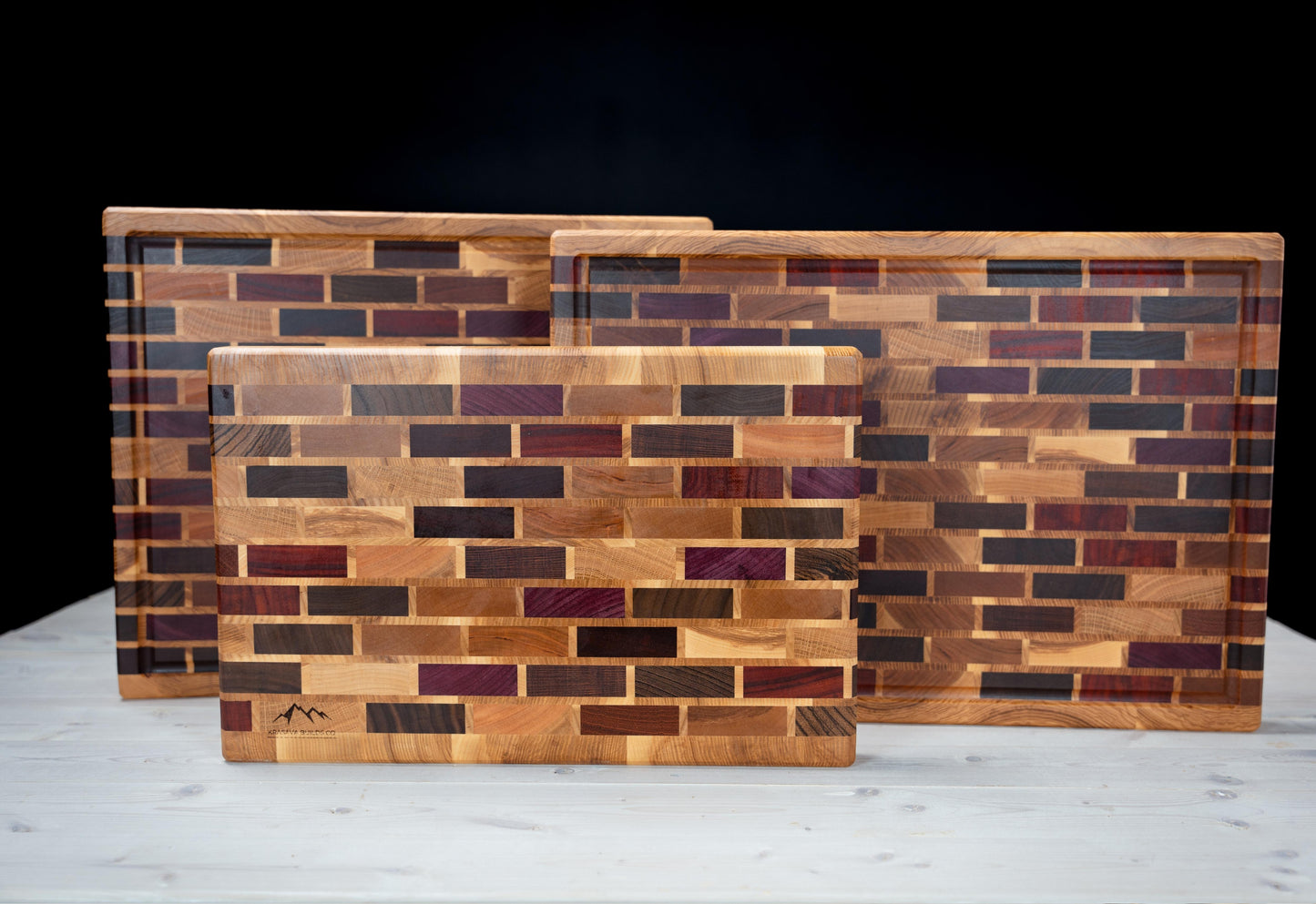 Exotic Mix Brick Wall Cutting Board with Ash Wood Frame