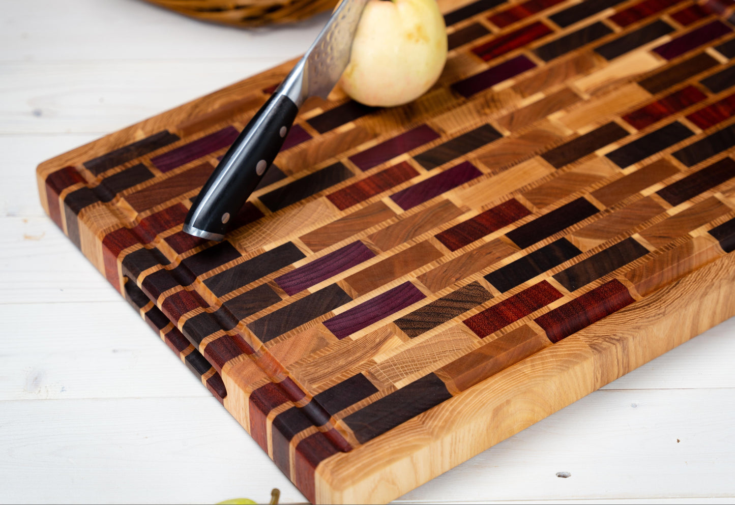 Exotic Mix Brick Wall Cutting Board with Ash Wood Frame