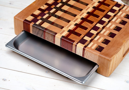Color Pattern & Cherry Cutting Board with Tray
