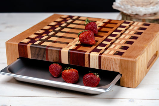 Color Pattern & Cherry Cutting Board with Tray
